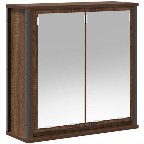 vidaXL Pensile da Bagno con Specchio Rovere Marrone 60x21x60 cm