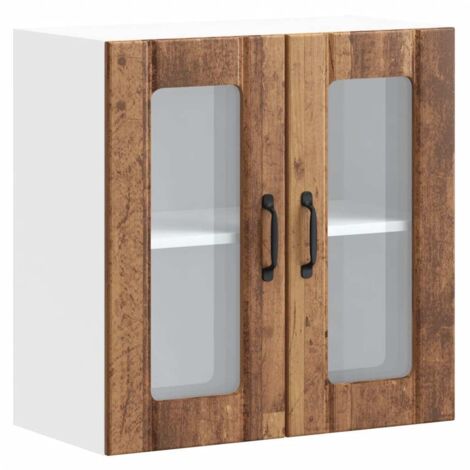 vidaXL Pensile da Cucina con Porta in Vetro Lucca Legno Vecchio