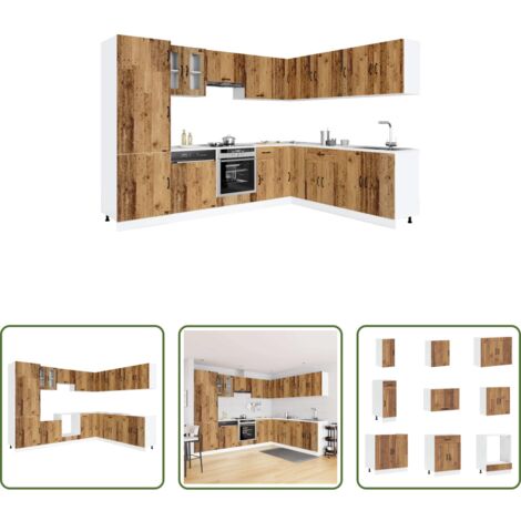 vidaXL Pensili da cucina -  Set Mobili da Cucina 14 pz Kalmar Legno Vecchio in Truciolato