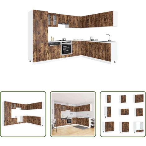 vidaXL Pensili da cucina -  Set Mobili da Cucina 14 pz Kalmar Rovere Fumo Legno Multistrato