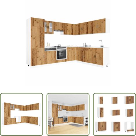 vidaXL Pensili da cucina -  Set Mobili da Cucina 14 pz Porto Legno Antico in Truciolato