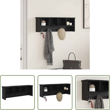 vidaXL Perchero con estante -  Perchero de pared con estante Roble negro 75 x 16 x 26 cm
