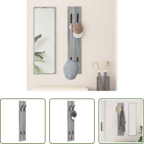 vidaXL Perchero de madera -  Perchero de pared Gris sonoma 20 x 1.5 x 100 cm