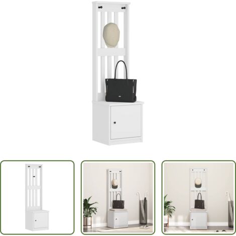 vidaXL Perchero de pasillo -  Perchero de entrada SANDNES madera pino blanco 45x40x159,5 cm