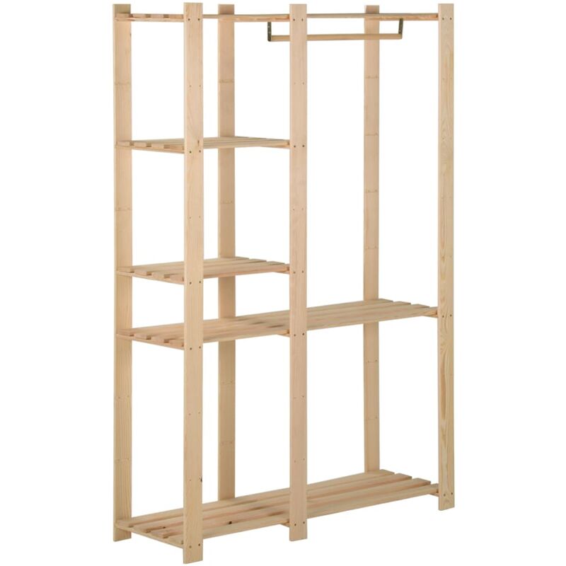 

vidaXL Perchero de ropa de madera maciza de pino 110x38x170 cm - Marrón