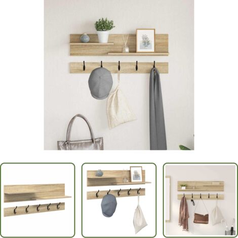 vidaXL Perchero moderno -  Perchero de pared con estante Roble Sonoma 90 x 15 x 36 cm