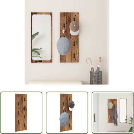 vidaXL Perchero moderno -  Perchero de pared Madera vieja 30 x 1,5 x 80 cm