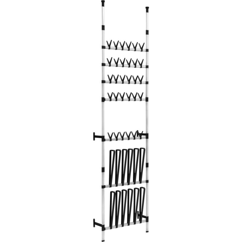 

vidaXL Perchero zapatero telescópico con barras aluminio - Negro