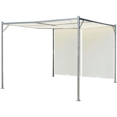 Pérgola con techo retráctil blanco crema acero 3x3 m