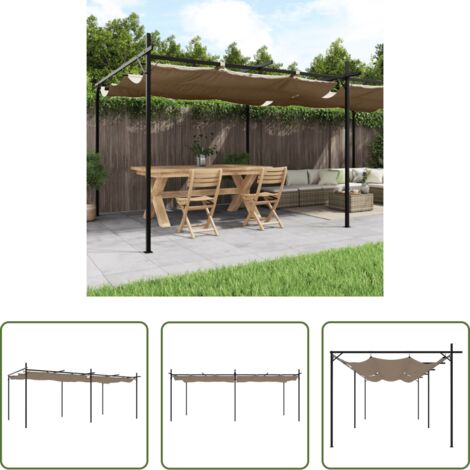 vidaXL Pergola da giardino -  Pergola con Tetto Retrattile Tortora 589x292x230 cm