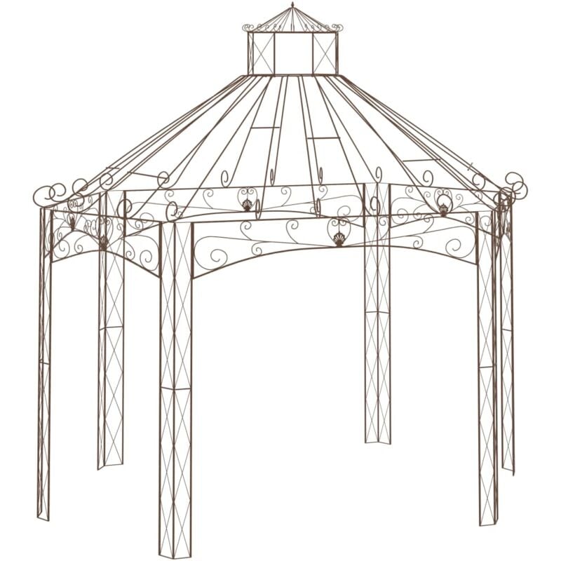

vidaXL Pérgola de jardín marrón antiguo 400x258x378 cm hierro - Marrón