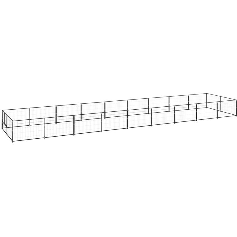 

vidaXL Perrera acero 18 m² negra - Negro