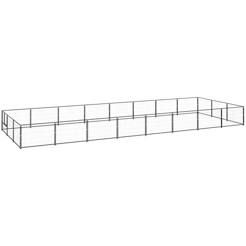 

vidaXL Perrera acero 24 m² negra - Negro