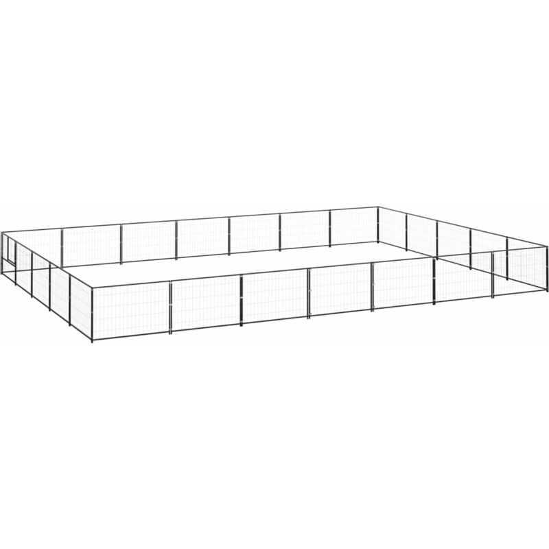 

vidaXL Perrera acero 35 m² negra - Negro