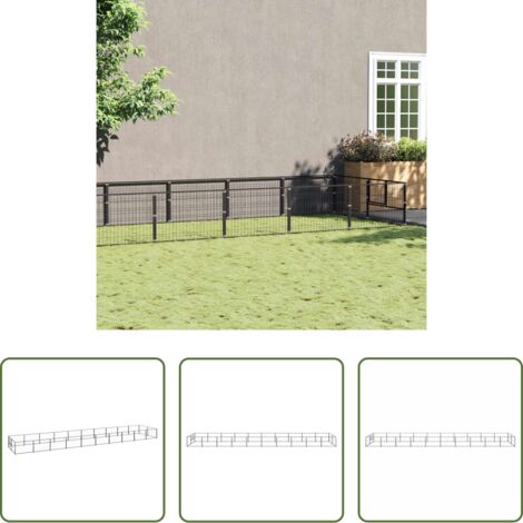 vidaXL Perrera al aire libre -  Perrera acero 20 m² negra
