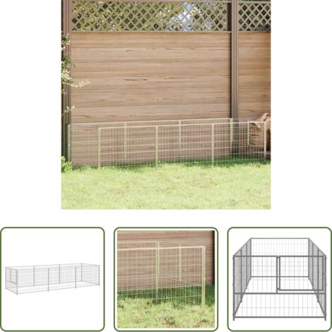 vidaXL Perrera al aire libre -  Perrera plateada 3 m² acero