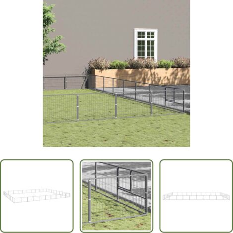 vidaXL Perrera al aire libre -  Perrera plateada 80 m² acero