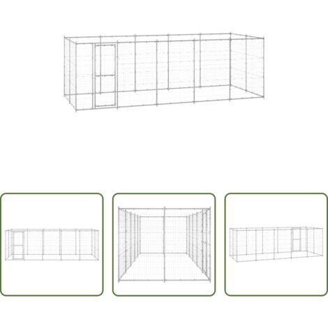 vidaXL Perrera con malla -  Perrera de exterior de acero galvanizado 12,1 m²