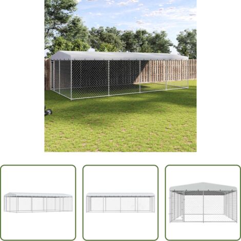 vidaXL Perrera con techo -  Perrera de exterior con techo 7,6x3,8x2,3 m