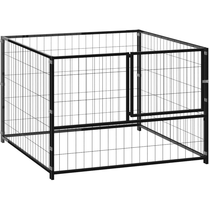 

vidaXL Perrera de acero negro 100x100x70 cm - Negro
