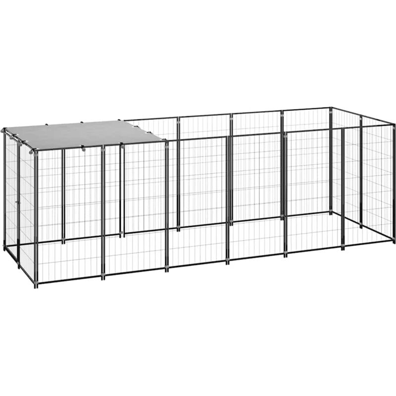 

vidaXL Perrera de acero negro 330x110x110 cm - Negro