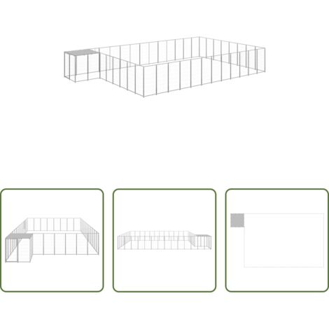 vidaXL Perrera de acero -  Perrera plateada 30,25 m² acero