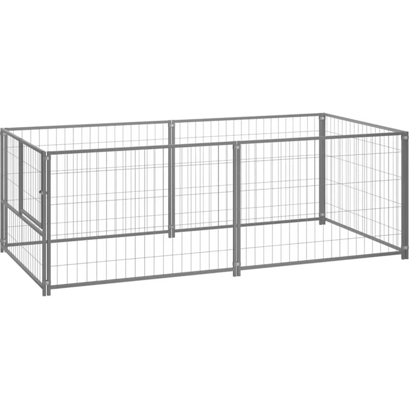 

vidaXL Perrera de acero plateado 200x100x70 cm - Plateado
