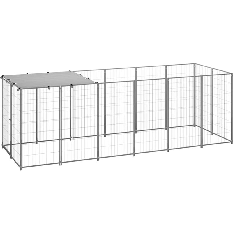 

vidaXL Perrera de acero plateado 330x110x110 cm - Plateado