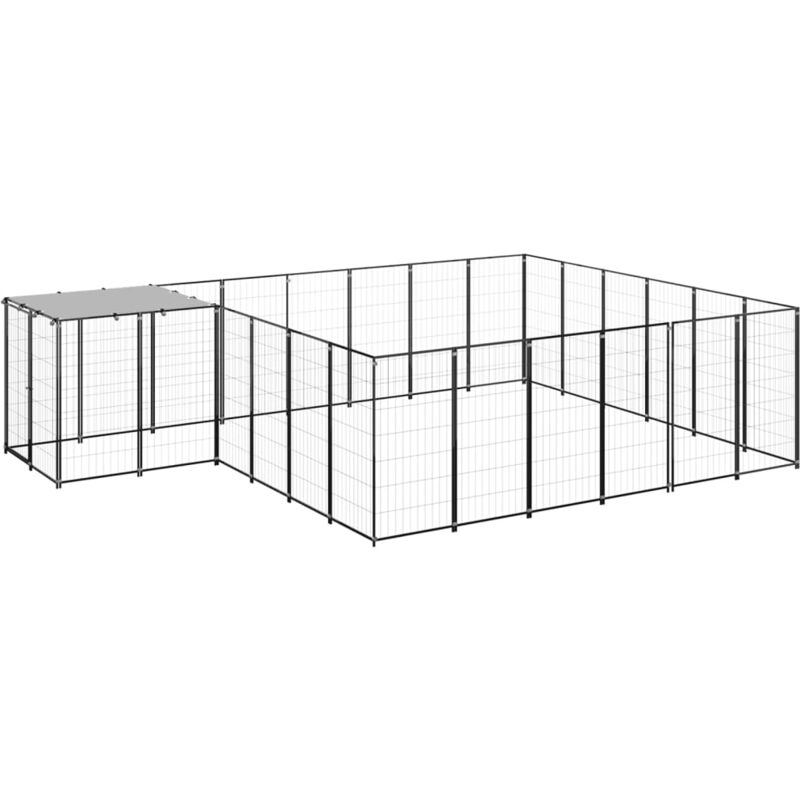 

vidaXL Perrera negra 12,1 m² acero - Negro
