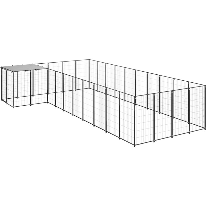 

vidaXL Perrera negra 13,31 m² acero - Negro