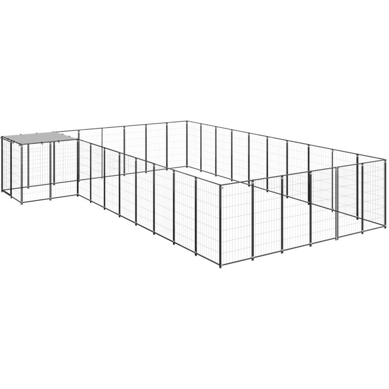 

vidaXL Perrera negra 19,36 m² acero - Negro