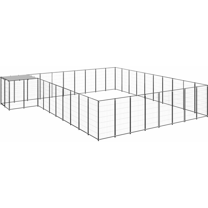 

vidaXL Perrera negra 25,41 m² acero - Negro