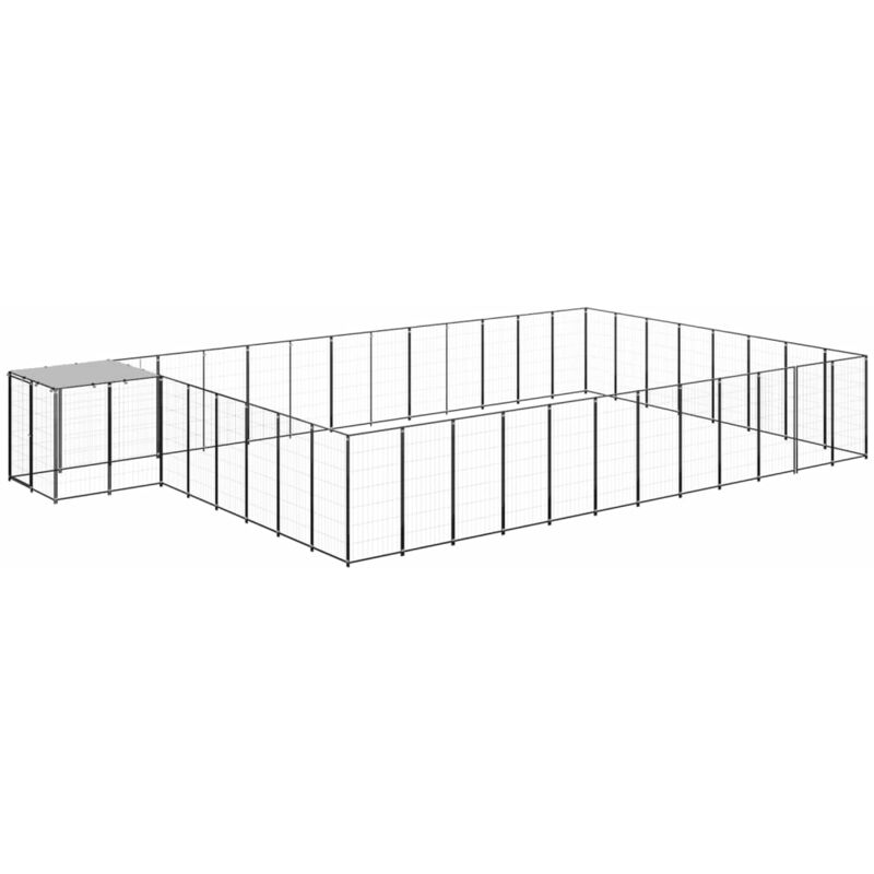 

vidaXL Perrera negra 30,25 m² acero - Negro