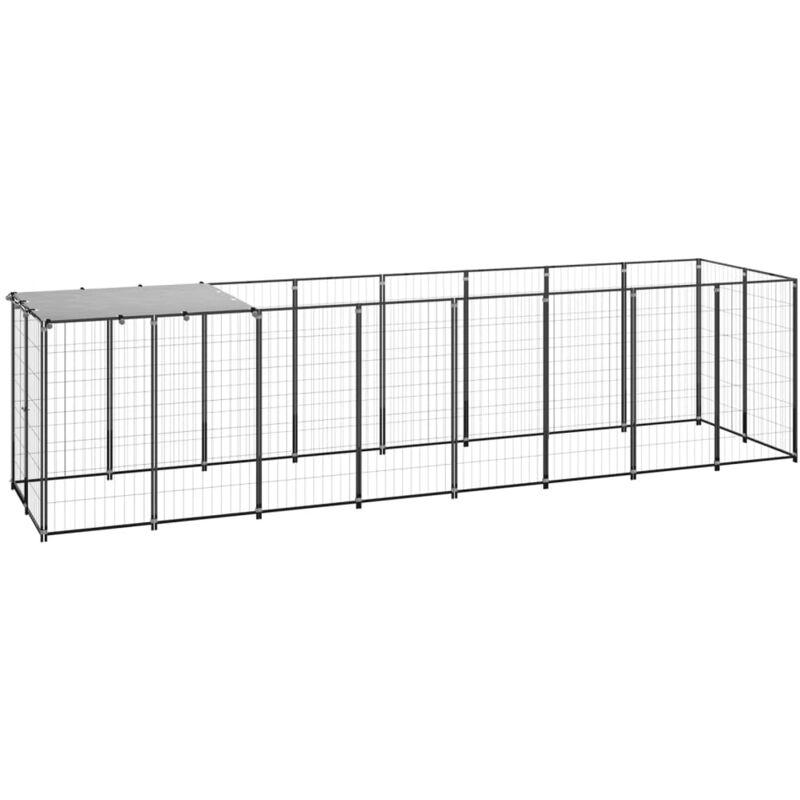 

vidaXL Perrera negra 4,84 m² acero - Negro