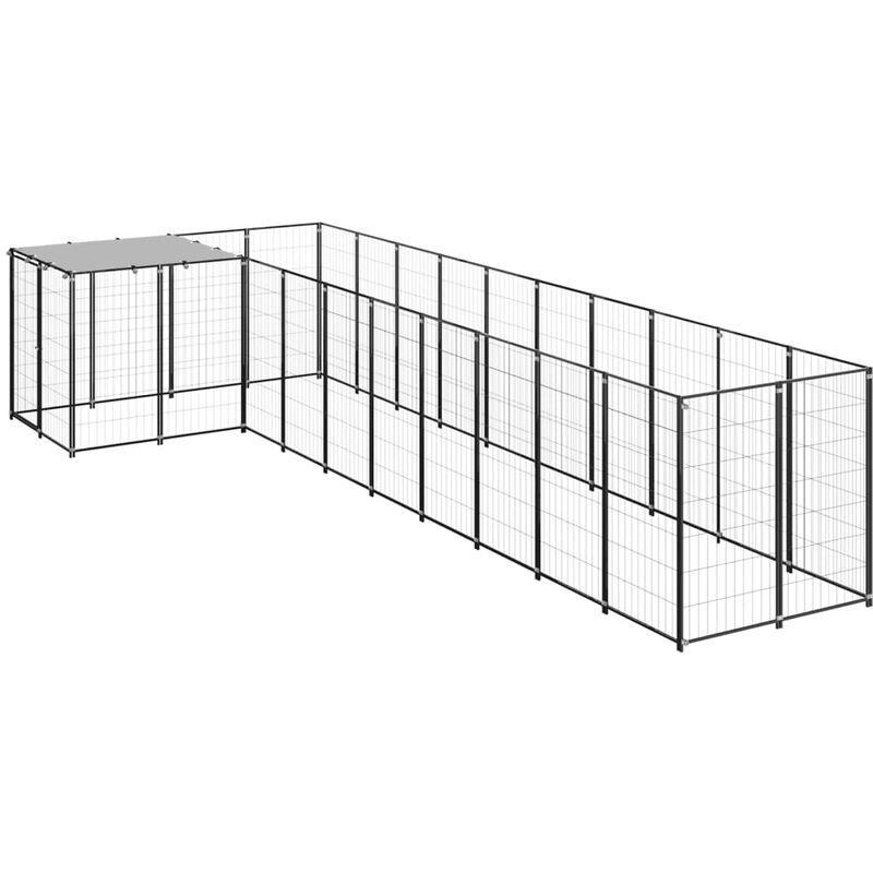 

vidaXL Perrera negra 7,26 m² acero - Negro