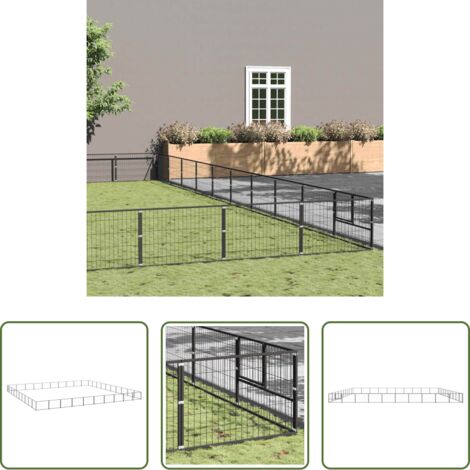 vidaXL Perrera para perros -  Perrera acero 100 m² negra
