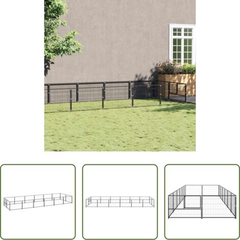 vidaXL Perrera para perros -  Perrera acero 12 m² negra