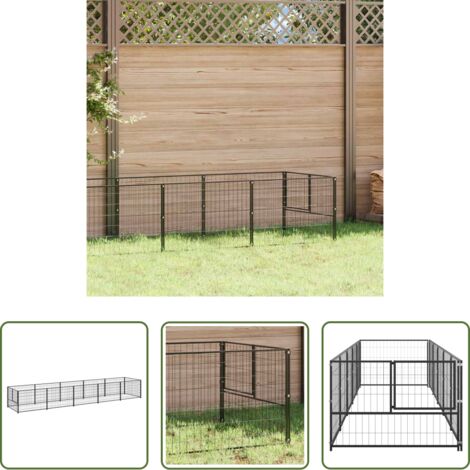 vidaXL Perrera para perros -  Perrera acero 5 m² negra