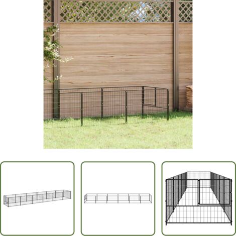 vidaXL Perrera para perros -  Perrera acero 6 m² negra