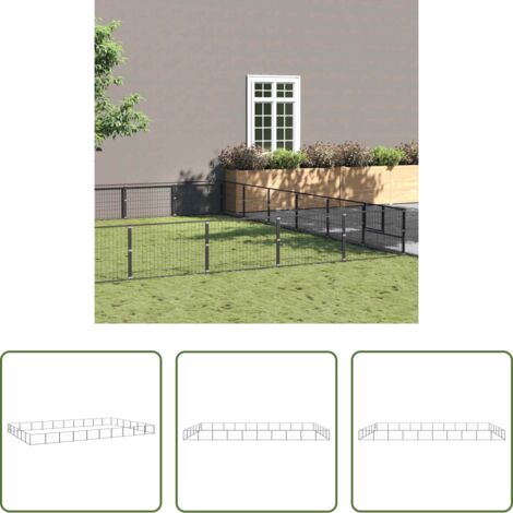 vidaXL Perrera para perros -  Perrera acero 60 m² negra