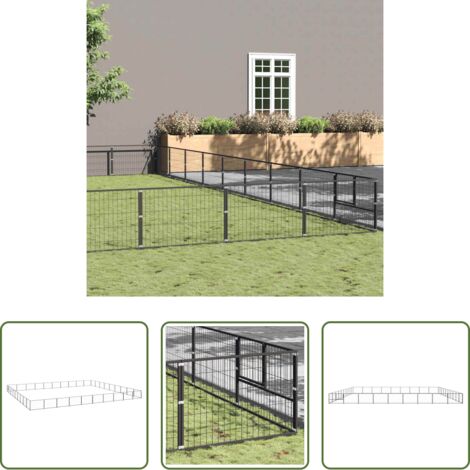 vidaXL Perrera para perros -  Perrera acero 90 m² negra