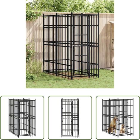 vidaXL Perrera para perros -  Perrera de exterior de acero 1,84 m²