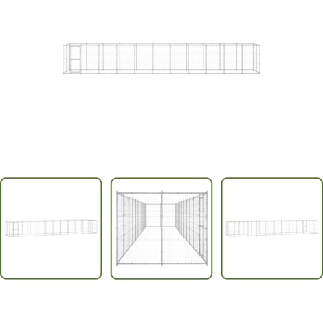vidaXL Perrera para perros -  Perrera de exterior de acero galvanizado 26,62 m²