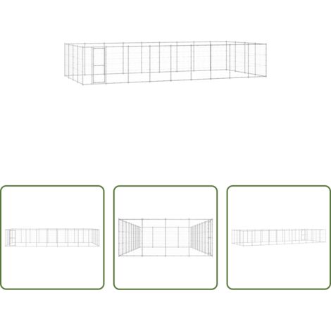 vidaXL Perrera para perros -  Perrera de exterior de acero galvanizado 43,56 m²