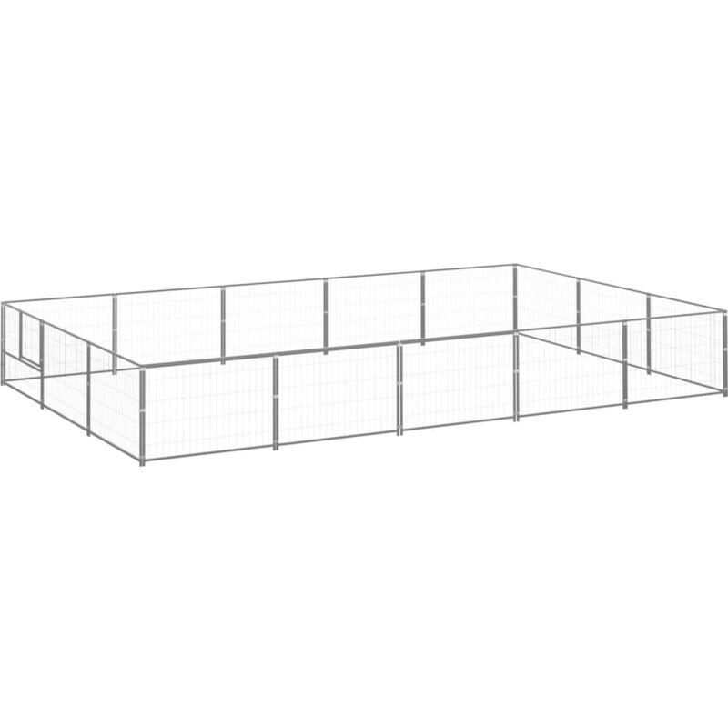 

vidaXL Perrera plateada 15 m² acero - Plateado
