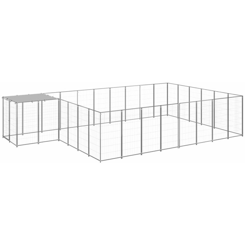 

vidaXL Perrera plateada 15,73 m² acero - Plateado