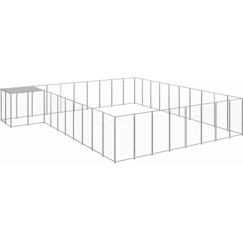 

vidaXL Perrera plateada 25,41 m² acero - Plateado