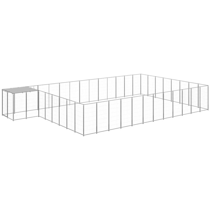 

vidaXL Perrera plateada 30,25 m² acero - Plateado