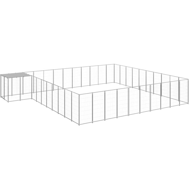 

vidaXL Perrera plateada 31,46 m² acero - Plateado