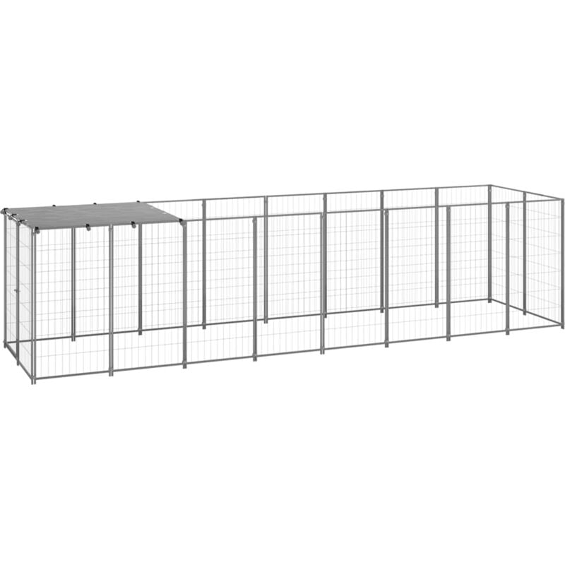 

vidaXL Perrera plateada 4,84 m² acero - Plateado